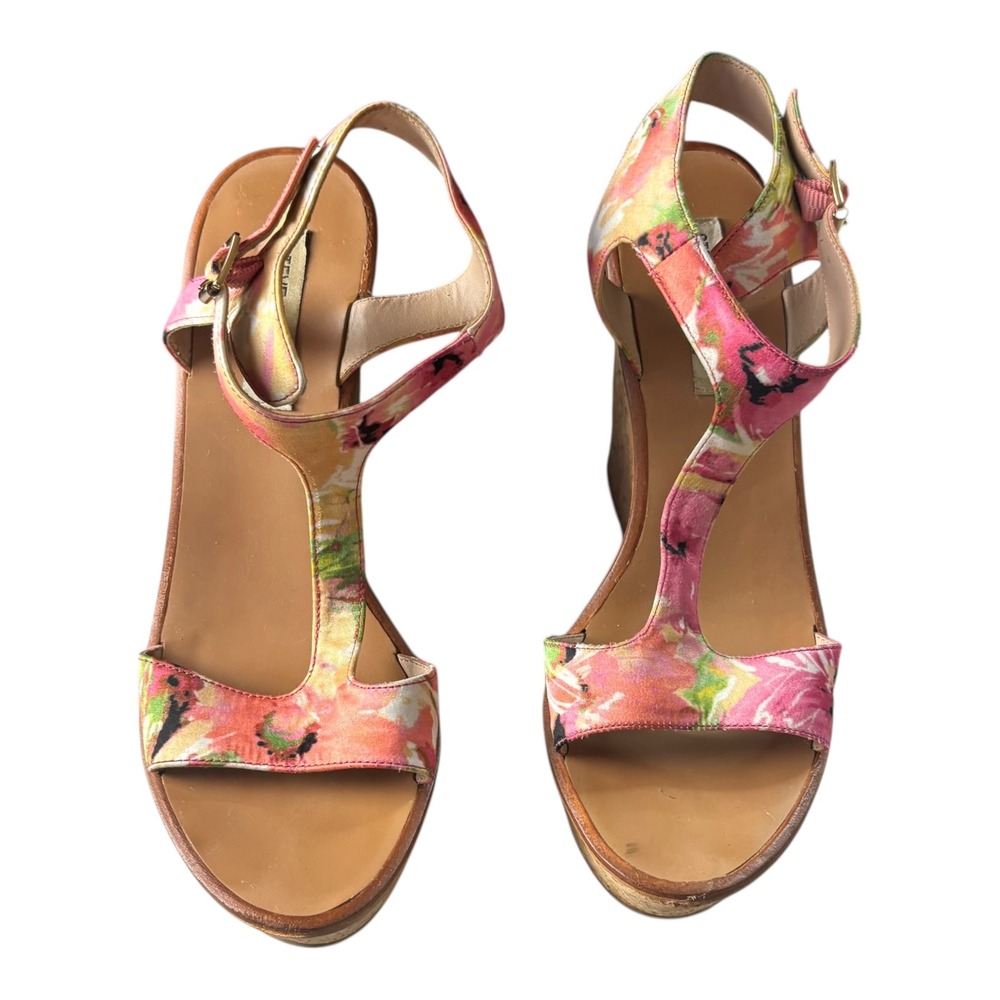 Steve Madden Montauk Espadrille Platform Wedge Fabic Sandals Womens 8B Floral - Picture 12 of 16